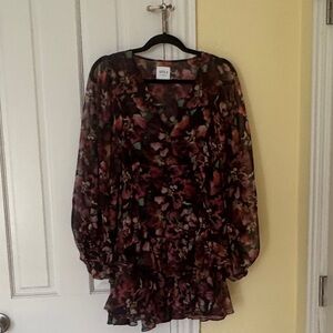 Misa Los Angeles Multicolor Floral Mini Dress - Burgundy, Black, Teal